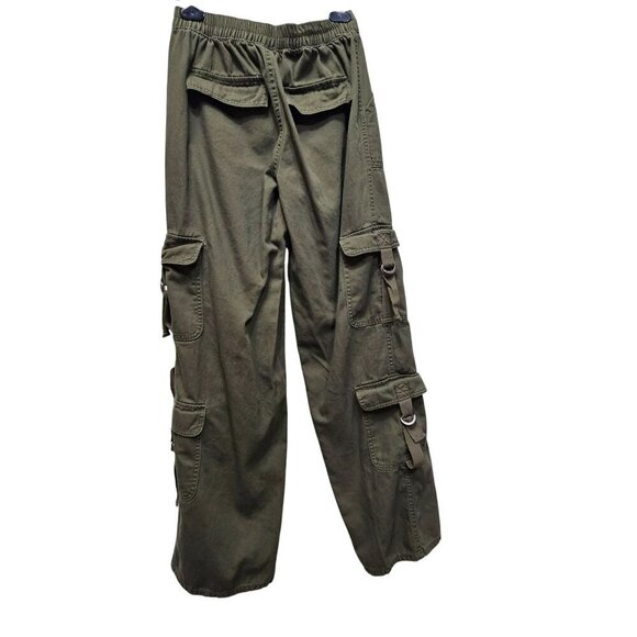 Love Fire Womens Cargo Pants Junior Size 3‎ Olive Green Cotton Pockets Loops - Picture 2 of 10